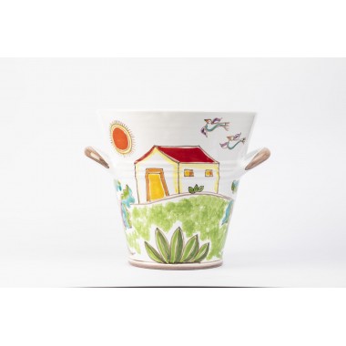 Sicilian ceramic Ice Bucket de simone pottery Folk SPG5FKE Sicilian ceramic Ice Bucket de simone pottery Folk SPG5FKE